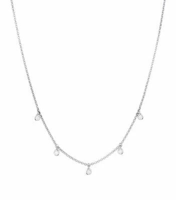 Collar mujer cinco circonitas cúbicas diseño gota de agua con cadena de plata maciza 925 Foto 1 de 3