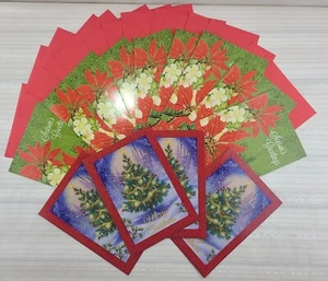 Lotto 13 cartoline natalizie con messaggio all'interno e 13 buste rosse 5" x 7" NUOVE - Foto 1 di 4