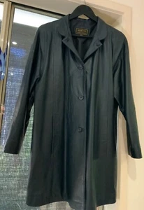Sirocco Navy Genuine Soft Leather Coat Small -Immaculate - Picture 1 of 4