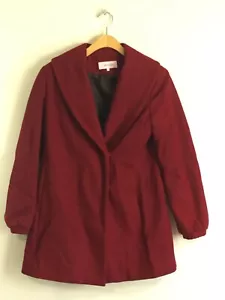 Calvin Klein Womens Size 6 Red Lined Long Sleeve Blazer Jacket Coat w/ Belt - Picture 1 of 6