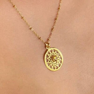 Solar Sun sacred geometry gold plated necklace with citrine centre - Bild 1 von 3