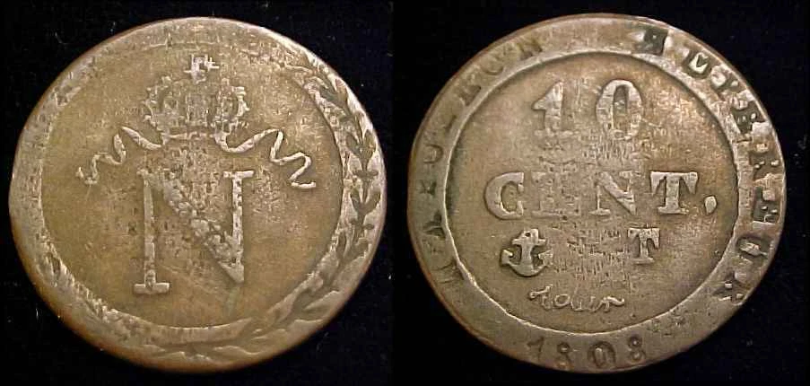 FRANCIA 1808 T 10 céntimos en muy buen estado Foto 1 de 1