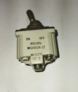 P/N MS24524-22 Switch Toggle OFF ON DPST Round Lever Screw 20A 277VAC 250VDC 7 - Picture 1 of 3