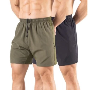 Men's 5" Running Shorts 2 Pack Quick Dry Athletic Workout Gym Shorts with Zip... - Picture 1 of 6