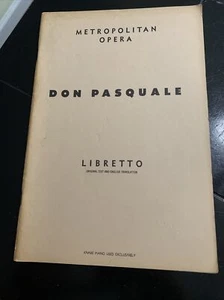 Vintage Metropolitan Opera Libretto DON PASQUALE 1955 - Bild 1 von 3