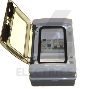 Waterproof Garage Consumer Unit 2 Way 63 Amp RCD 6A 16A MCB Breaker Fuse Box NEW - Picture 1 of 5