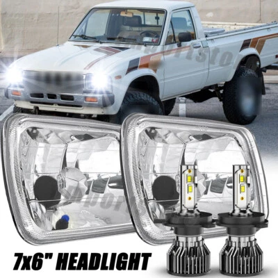 PAIR 7x6"5X7" Headlights Hi/Lo DRL For Toyota Pickup 1982  1983-1995 4Runner - Image 1 of 4