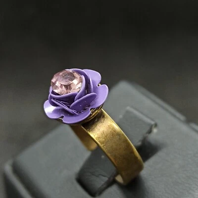 Anillo Michal Negrin Rosa Púrpura Romántico Ancho Ajustable Esmalte Cristal 7.25 3D Foto 1 de 4