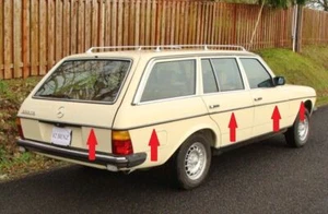 Per Mercedes Benz W123 300TD WAGON Modanature Cromate Laterali E Posteriori - Foto 1 di 6
