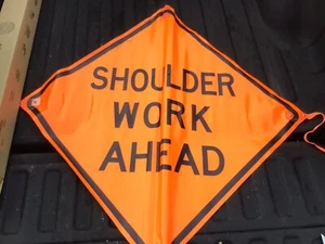 Traffix-Sign, “SHOULDER WORK AHEAD” 26036-EV-HF-SHWA,  36” X 36” Vinyl, - Picture 1 of 14