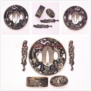 Brass Parts Tsuba Guard Fuchi Kashira Menuki Japan Sword Samurai Katana Fittings - Picture 1 of 11