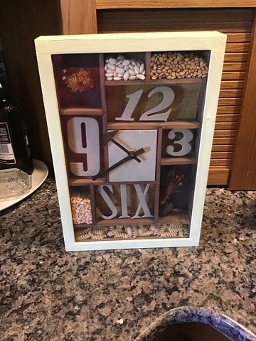 1960’s MID CENTURY MODERN ATOMIC KITCHEN WALL CLOCK Shadow Box DRIED FLOWER SEED Cover