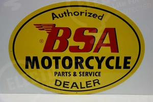 BSA MOTORCYCLE PARTS AND SERVICE SIGN. 21" BY 30" OVULAR - Picture 1 of 3