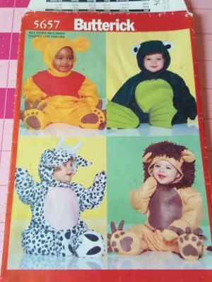 Butterick Costumes Pattern 5657 Baby Infant Costume Lion Cow Bear Frog Up to 29# - Image 1 of 3