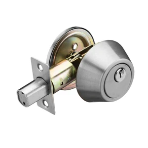 Single Cylinder Deadbolt Door Lock with 3 Keys-Satin Nickel / Oil Rubbed Bronze - Picture 1 of 7