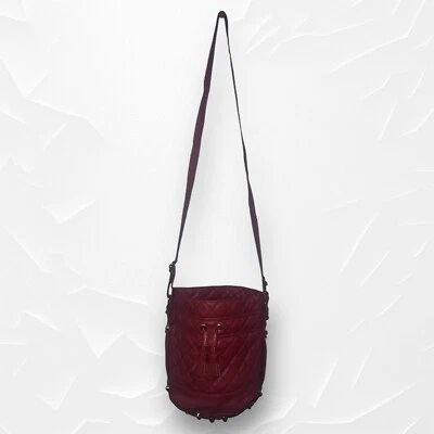 GUC Kendall & Kylie Burgundy Faux Quilted Leather Bucket Bag - Image 1 of 4