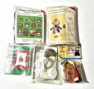 Lot of 5 Vintage Counted Cross Stitch Kits & Crafts Bucilla Christmas Stitch - Picture 1 of 2
