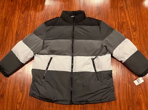 DKNY Men's Gray Mixed-Media Hooded Puffer Ski Skiing Coat Jacket XXL 2XL $250 - Picture 1 of 9