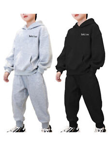 Kids Boys Hoodie With Sweatpants Pocket Sports Outfit Training Stylish Soft