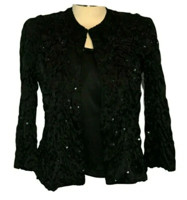 Top de fiesta XS chaqueta de 2 piezas y camisola negra con lentejuelas en chaqueta de JS Boutique Foto 1 de 4