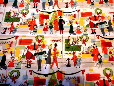 Restos de restos de tela "Merry Main Street" Alexander Henry 2009 difícil de encontrar Foto 1 de 4