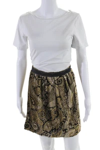 Etro Women's Pull-On Unlined Flare Paisley Mini Skirt Black Beige Size 46 - Picture 1 of 5