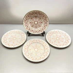 4 Vintage Royal Crown Derby Rougemont Salatteller Bone China orange Blumenmuster - Bild 1 von 24