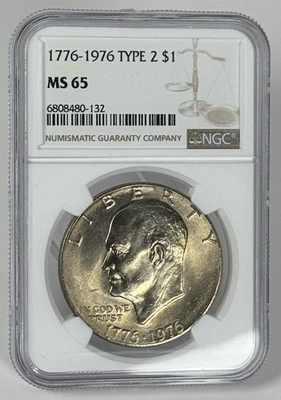 1776-1976 Type 2 Ike Dollar NGC MS65 DDO DDR Brilliant Unc Eisenhower - Image 1 of 4