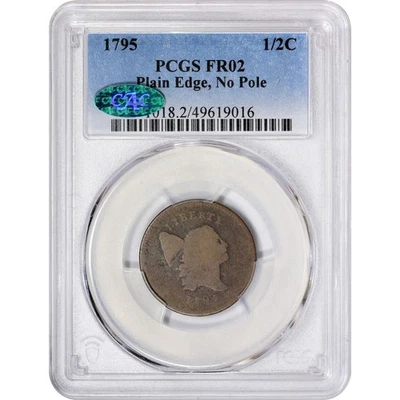 1795 1/2C PLAIN EDGE NO POLE FR02 PCGS CAC Lowball Liberty Cap Half Cent - Image 1 of 4