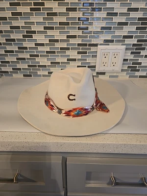 Charlie 1 Horse Felt Western Hat Women's Large Beige Cowgirl Ranch Wanted Navajo - Image 1 of 4
