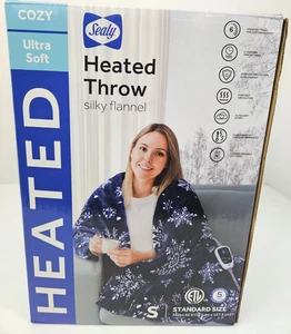 SEALY Heated Electric Throw Blanket 50x62 SILKY FLANNEL 6 Settings NEW! - Picture 1 of 6