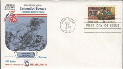 Scott 1560 FDC - 10 cent - 1975 - Salem Poor - Fighter for Freedom - FDOI - Image 1 of 2