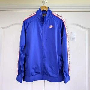 KAPPA Mens Graphic Tracksuit Top Jacket Size XL Blue Red Stripe Full Zip Logo - Picture 1 of 8