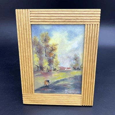Vintage Framed Painting Outdoors Nature Forest Trees SIGNED by Artist 23 x 18cm - image 1 of 4