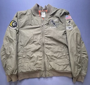 Vintage y2k Gap Military Bomber Flight 69th US of A Archive Green Jacket Large - Bild 1 von 7