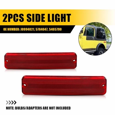 Par de carcasas rojas de luz de marcador lateral para guardabarros trasero para Jeep CJ5 CJ7 Scrambler Foto 1 de 4