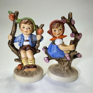 Vintage Hummel Apple Tree Boy & Girl 141 3/0 142 3/0 Figure Set 4" TMK-6 Signed - Picture 1 of 11