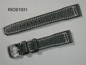 RIOS1931 TYPHOON Cuero de búfalo Correa de reloj Negro 18mm Cierre de acero inoxidable 8111