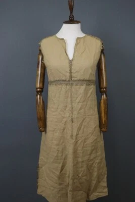 Vestido Max Mara Marrón Sin Mangas Bordado Espalda Cremallera Hasta la Rodilla Talla 6 Foto 1 de 4