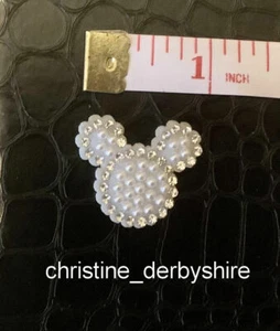MINNIE MOUSE WHITE DIAMANTE & PEARL  MAGNETIC HAIR BOW ACCESSORY 4 REBORN/BABY - Picture 1 of 1