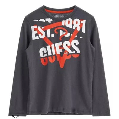 GUESS 🔥🥰 Big Boys Shirt Cotton Screen Print Logo Long Sleeve T-shirt 16 Tshirt - Image 1 of 4