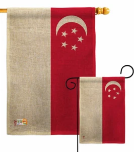 Singapore Burlap Garden Flag Nationality Decorative Gift Yard House Banner - Picture 1 of 19