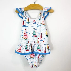 Classical Whimsy Sailboat Nautical One Piece Swimsuit Size 6 - Picture 1 of 2