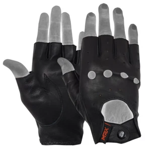 MRX Mens Leather Fingerless Driving Motorcycle Biker Gloves Cycling Biking Pair - Picture 1 of 46