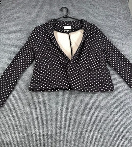 LOFT Ann Taylor Blazer Soft Open Black Nude Polk Dot Size Medium Womens - Picture 1 of 15