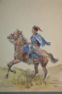 HUSSARDS D'ASPREMONT LINDEN-CAVALERIE ANCIEN REGIME 1740-AQUARELLE RENE LOUIS - Imagen 1 de 3