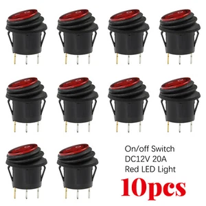 10 x KFZ Boot Wasserdicht Kippschalter Wippschalter LED Rot 12V 20A Rund EIN-AUS - Picture 1 of 6