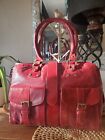 MARTA PONTI Made In Italy Red Soft LEATHER Tote BAG Small Designer