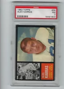 1962 Topps - #58 - Alex Karras - Lions - PSA 7 - 1800 - Picture 1 of 2