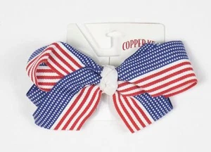 NEU MIT ETIKETT KUPFERSCHLÜSSEL PATRIOTISCHE HAARSCHLEIFE HAARSPANGE ROT WEISS BLAU 4. JULI NEU - Bild 1 von 1